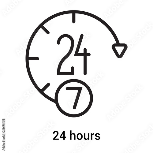 24 hours icon vector sign and symbol isolated on white background, 24 hours logo concept