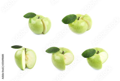 Green sliced apple isolated