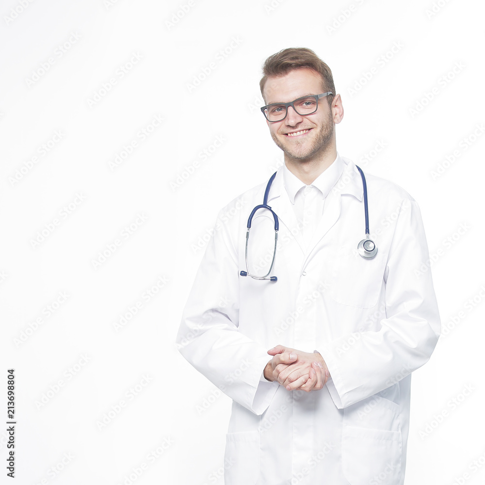 in full growth.portrait of a confident therapist .isolated on white in full growth.portrait of a confident therapist .isolated on white