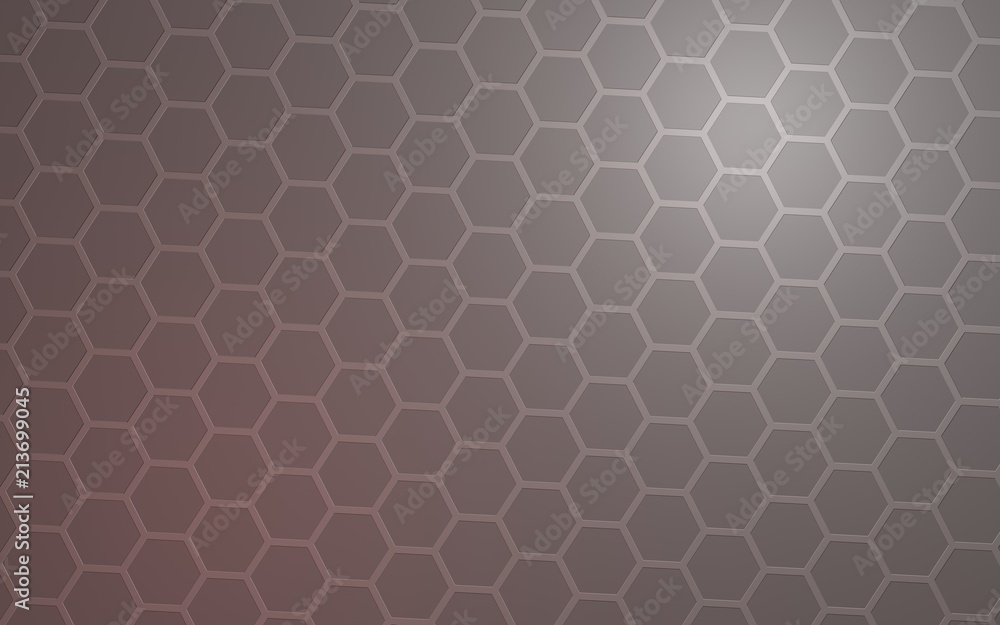 Honeycomb with color lighting, on a gray background. Perspective view on polygon look like honeycomb. Isometric geometry. 3D illustration Honeycomb with color lighting, on a gray background. Perspective view on polygon look like honeycomb. Isometric geometry. 3D illustration