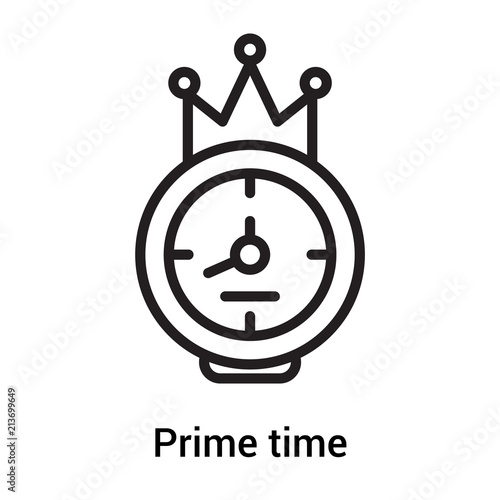Prime time icon vector sign and symbol isolated on white background, Prime time logo concept