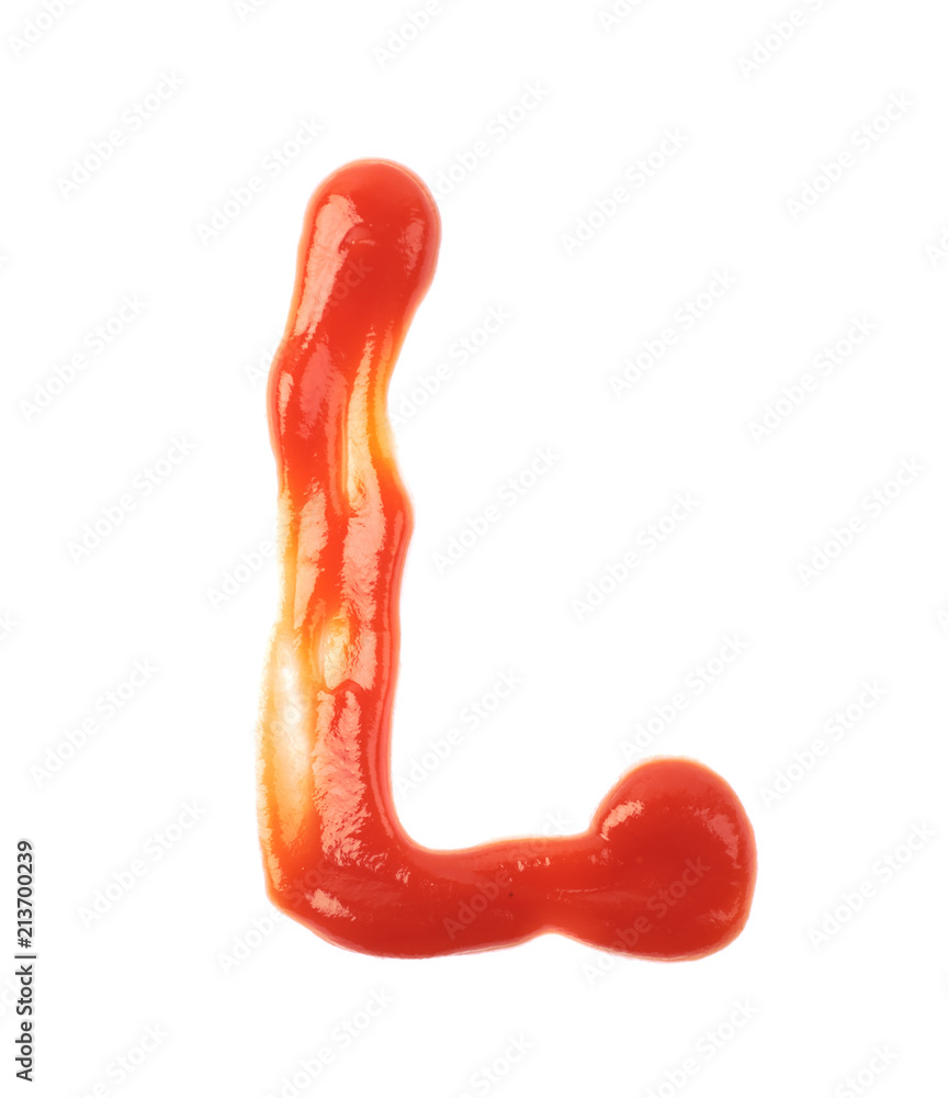 Single letter made of sauce isolated Single letter made of sauce isolated