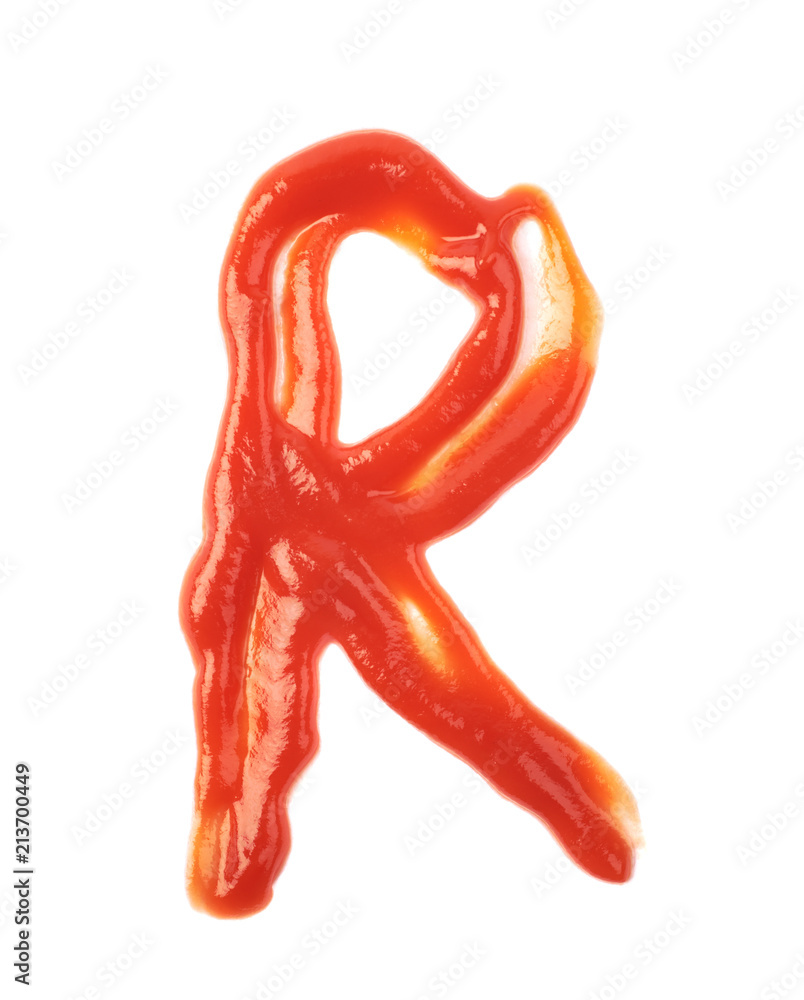 Single letter made of sauce isolated Single letter made of sauce isolated