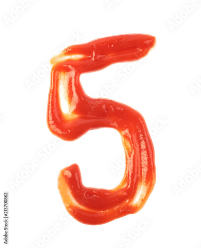 Single number made of sauce isolated