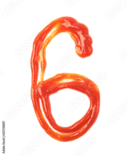 Single number made of sauce isolated