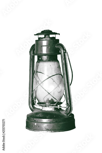 Old kerosene lamp isolated on white