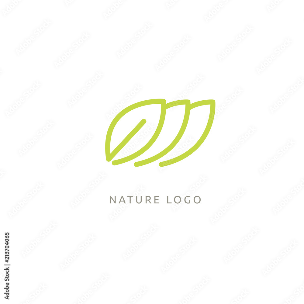 Obraz premium Abstract green leaf logo icon vector design. Landscape design, garden, Plant, nature and ecology vector logo