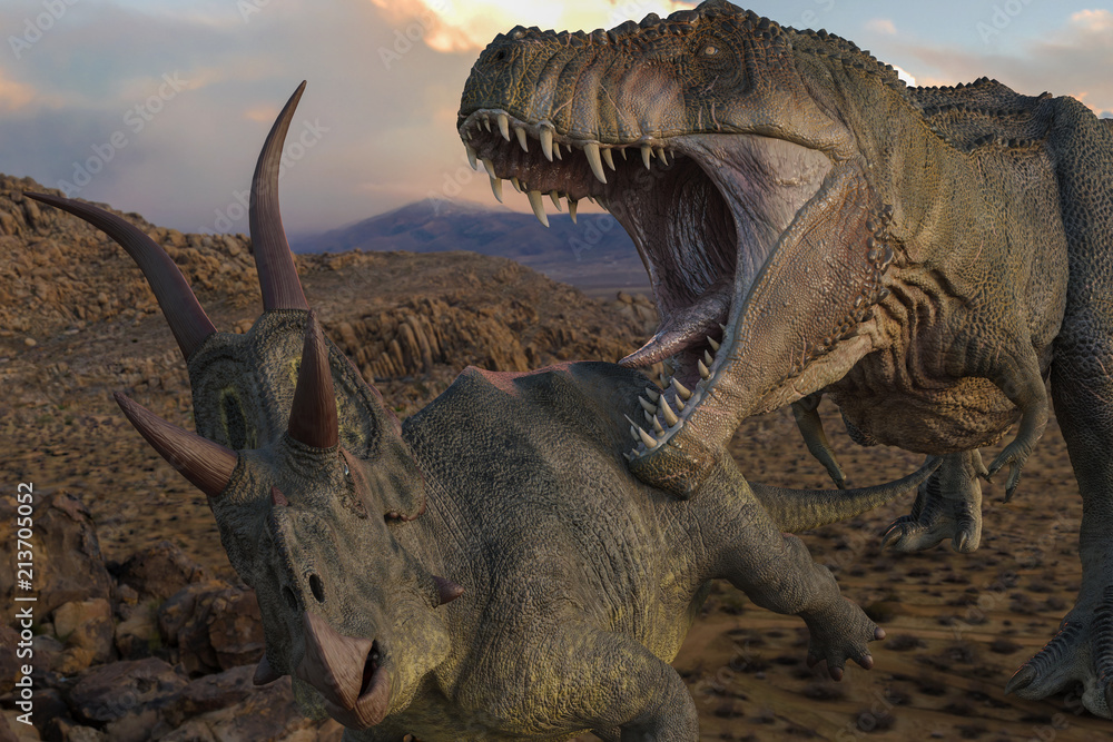 Fototapeta premium t-rex vs diabloceratops