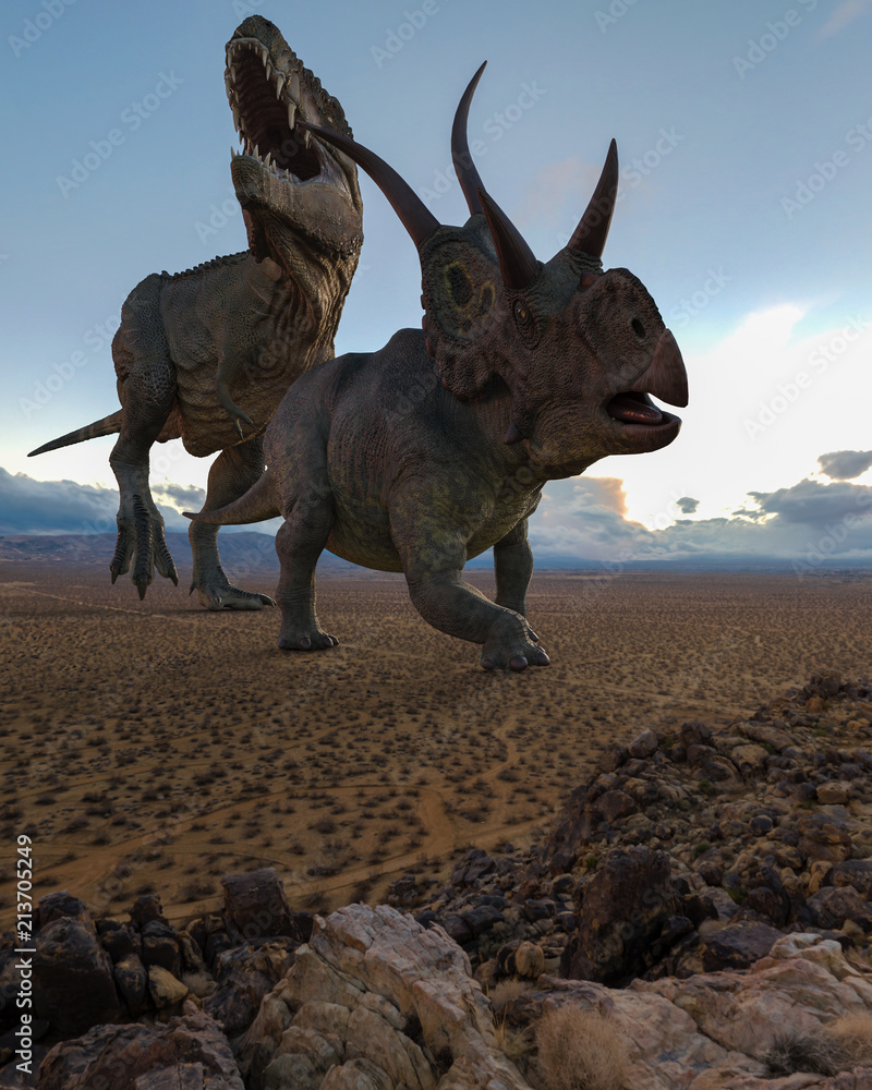 Naklejka t-rex vs diabloceratops
