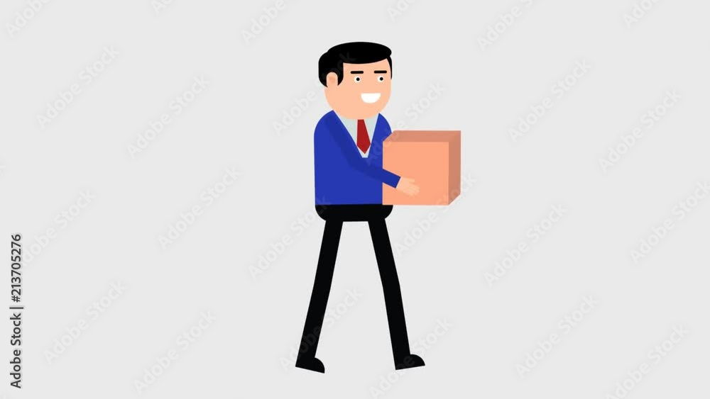 A man walks with a cardboard box, a video with a transparent background A man walks with a cardboard box, a video with a transparent background