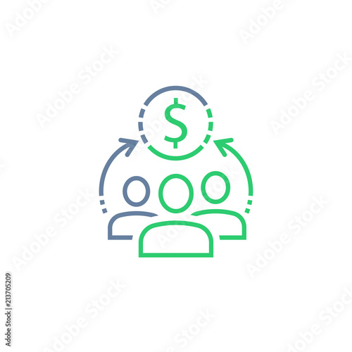 Mutual fund, corporate service, sharing economy concept, financial management, new business investment, crowd sourcing