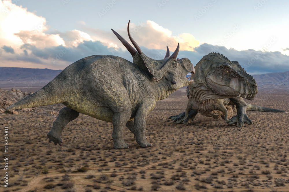 Fototapeta premium t-rex vs diabloceratops