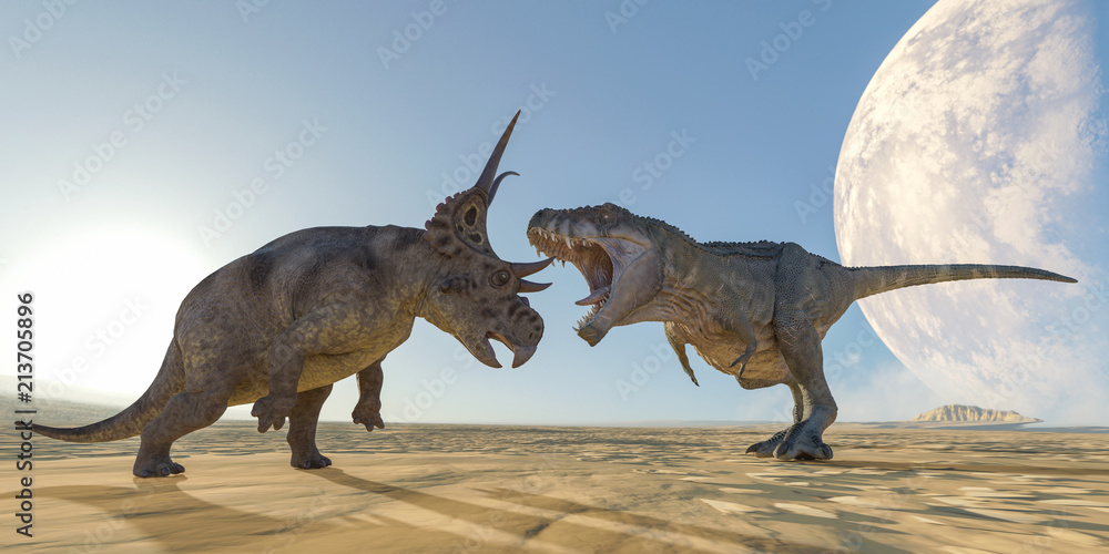 Naklejka t-rex vs diabloceratops