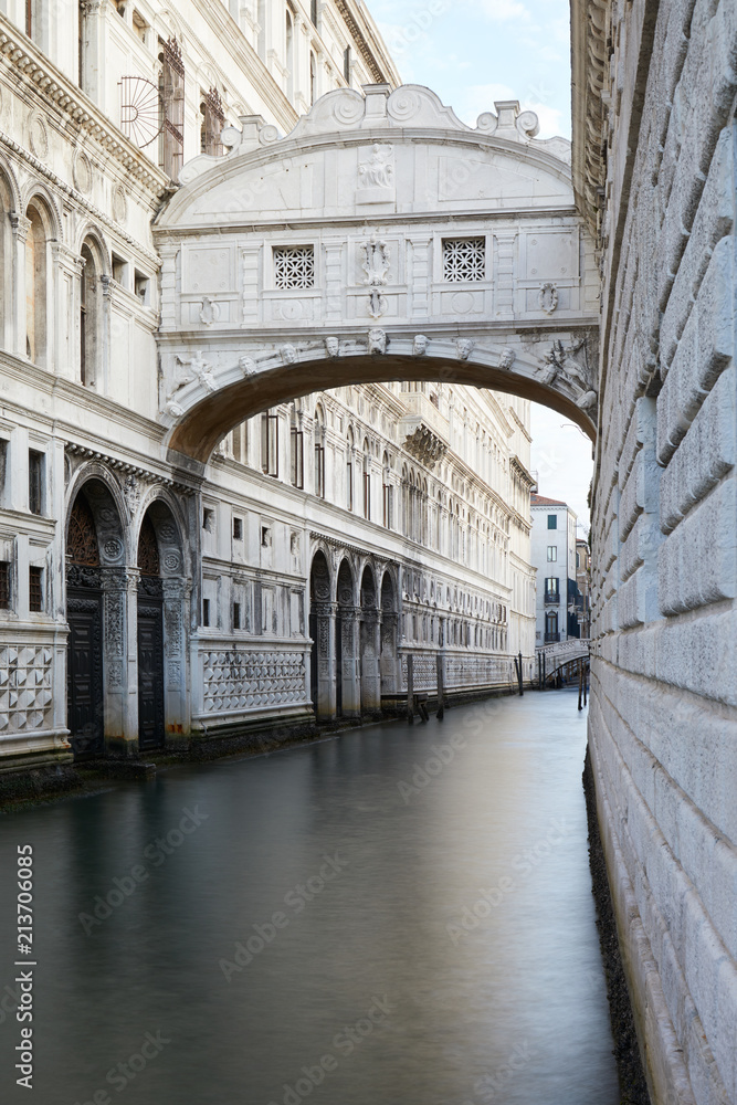 Bridge of Sighs, nobody in Venice in the early morning, Italy