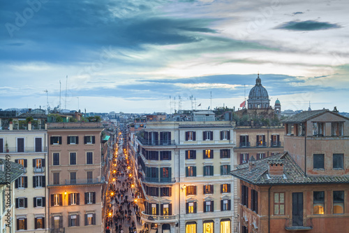 cityscape of Rome at dusk. Italy