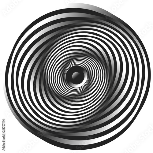 Psychology or fashion, a sample for printing. Black and white fractal background. Escher style. Images in the style of optical visual illusions - pop art.