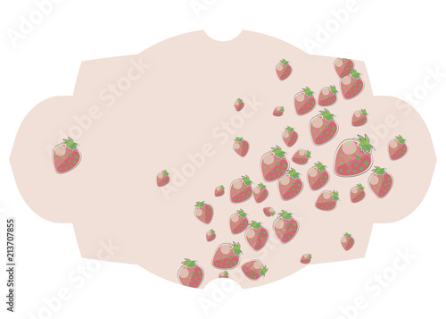 wooden panel with a tray of shebbie-chic light pink paint with a small pattern of red berries strawberries with green isolated on white background