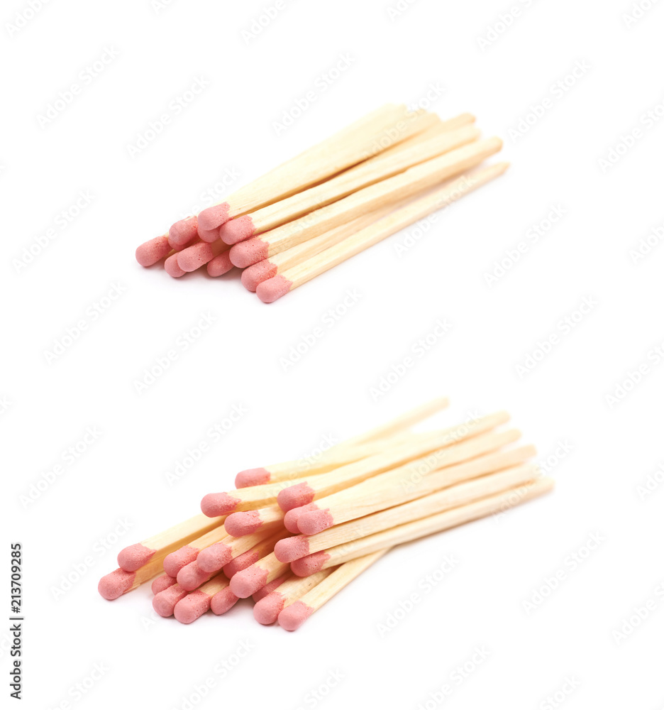 Pile of wooden matches isolated