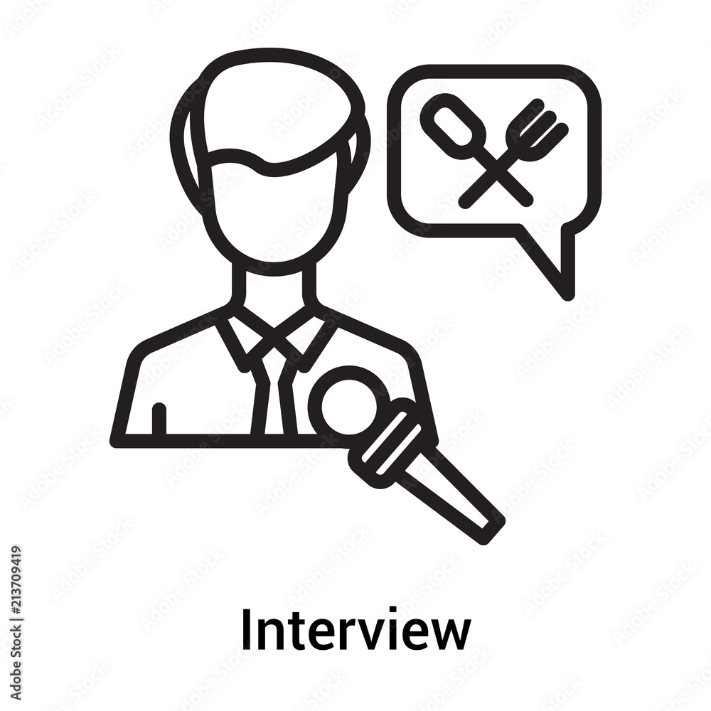 Interview icon vector sign and symbol isolated on white background, Interview logo concept Interview icon vector sign and symbol isolated on white background, Interview logo concept