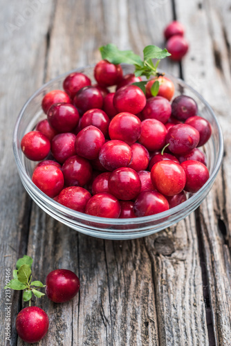 Ripe greengage in glass bowl