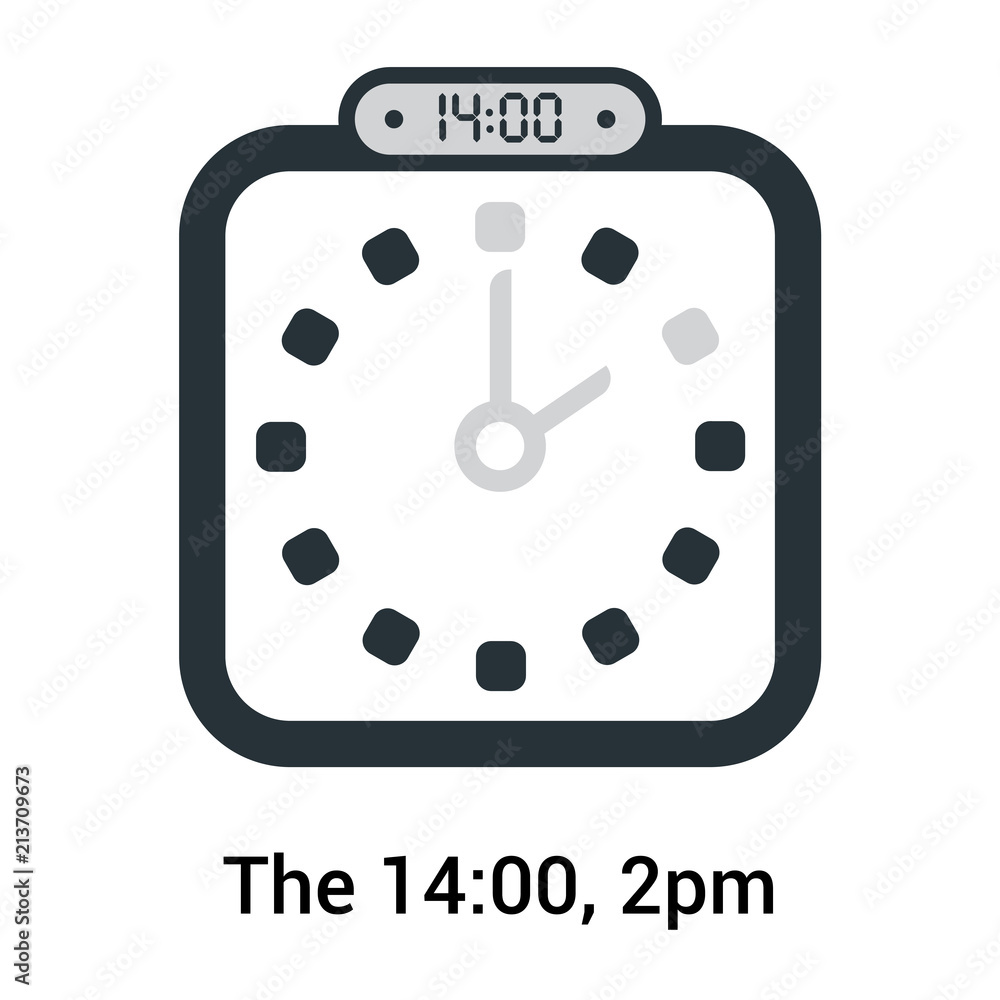 The 14:00, 2pm icon isolated on white background, clock and watch, timer,  countdown symbol, stopwatch, digital timer vector icon Stock-Vektorgrafik |  Adobe Stock