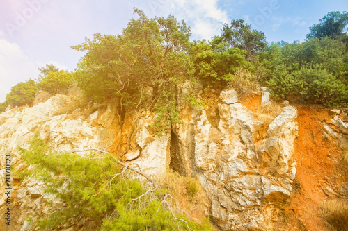 Part of the rock near the winding road in Turkey