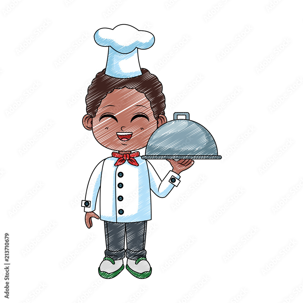 Cute chef boy cartoon with dish vector illustration graphic design Cute chef boy cartoon with dish vector illustration graphic design