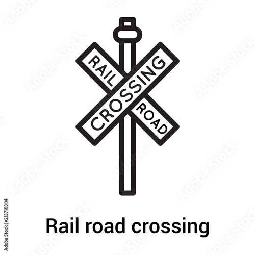 Vászonkép Rail road crossing cross signal icon vector sign and symbol isolated on white ba