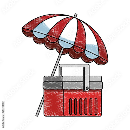 Cooler and umbrella beach vector illustration graphic design