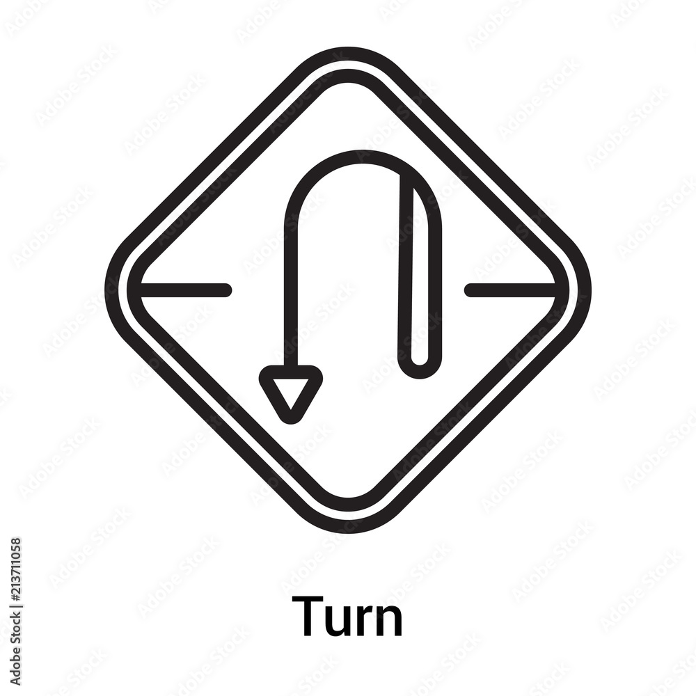 Turn icon vector sign and symbol isolated on white background, Turn logo concept Turn icon vector sign and symbol isolated on white background, Turn logo concept