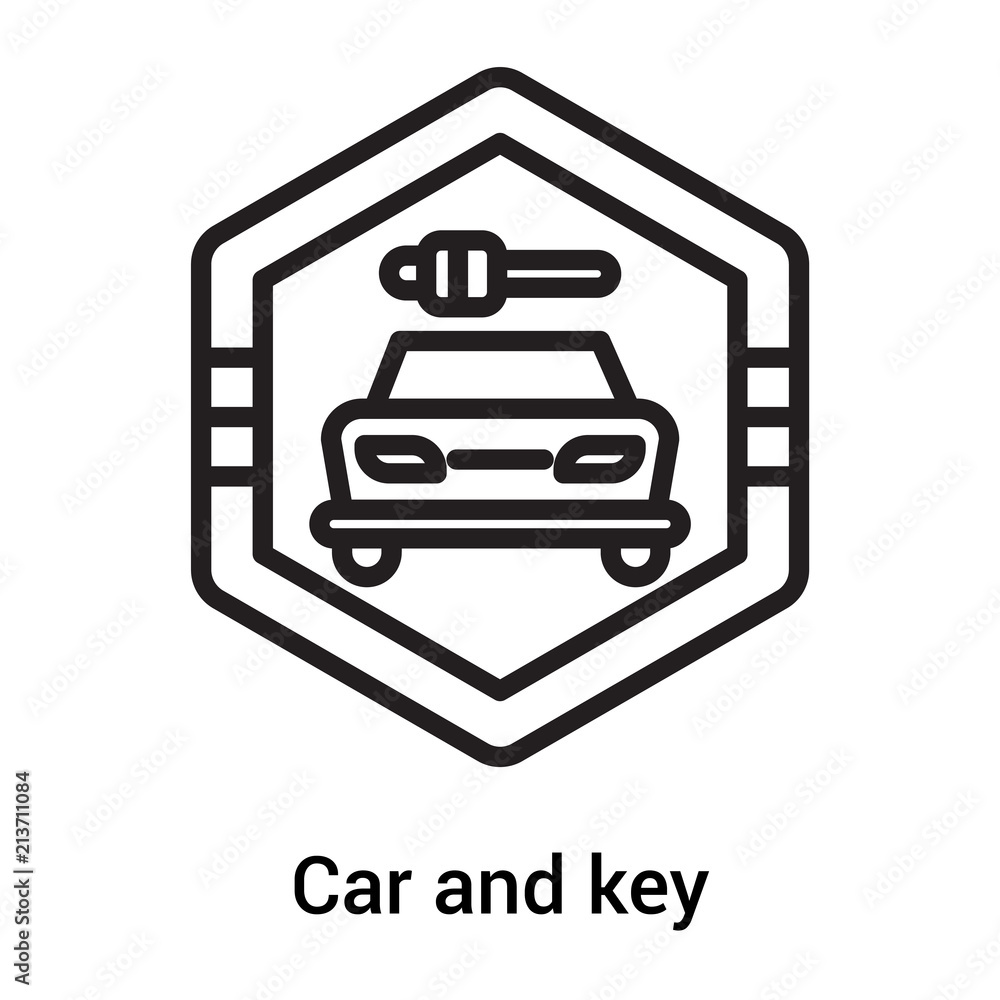 Car and key signal in rotated square icon vector sign and symbol isolated on white background, Car and key signal in rotated square logo concept Car and key signal in rotated square icon vector sign and symbol isolated on white background, Car and key signal in rotated square logo concept