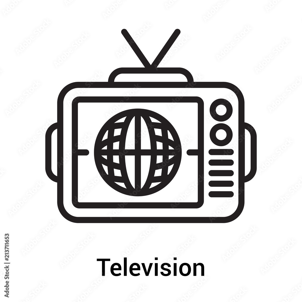 Television icon vector sign and symbol isolated on white background, Television logo concept Television icon vector sign and symbol isolated on white background, Television logo concept