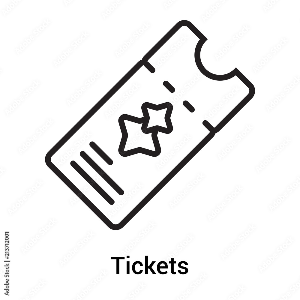 Tickets icon vector sign and symbol isolated on white background, Tickets logo concept Tickets icon vector sign and symbol isolated on white background, Tickets logo concept