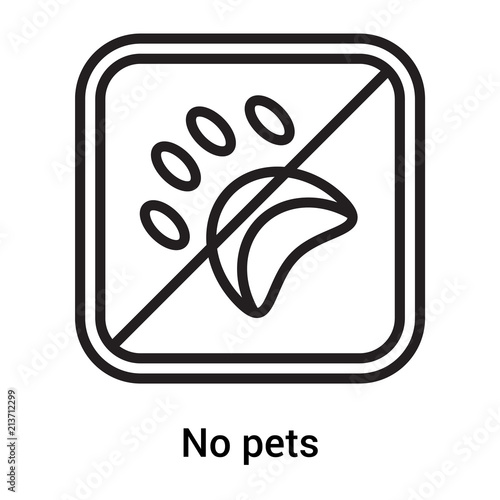 No pets icon vector sign and symbol isolated on white background, No pets logo concept