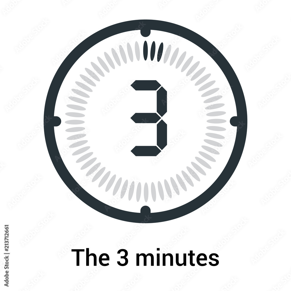 The 3 minutes icon isolated on white background, clock and watch, timer,  countdown symbol, stopwatch, digital timer vector icon Stock Vector | Adobe  Stock