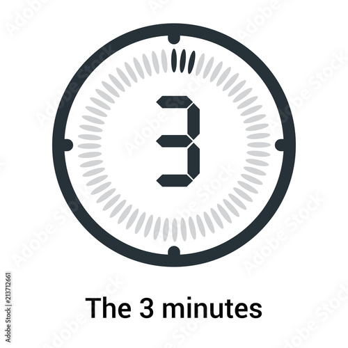 The 3 minutes icon isolated on white background, clock and watch, timer, countdown symbol, stopwatch, digital timer vector icon