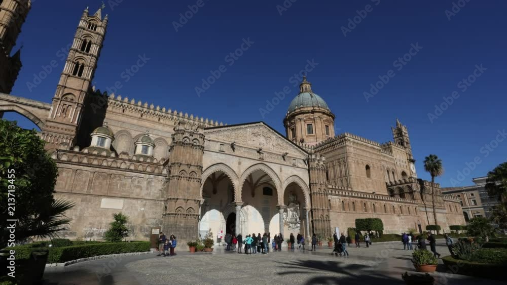 Exterior of Cathedral of Palermo - Palermo, Sicily, Italy - timelapse Exterior of Cathedral of Palermo - Palermo, Sicily, Italy - timelapse