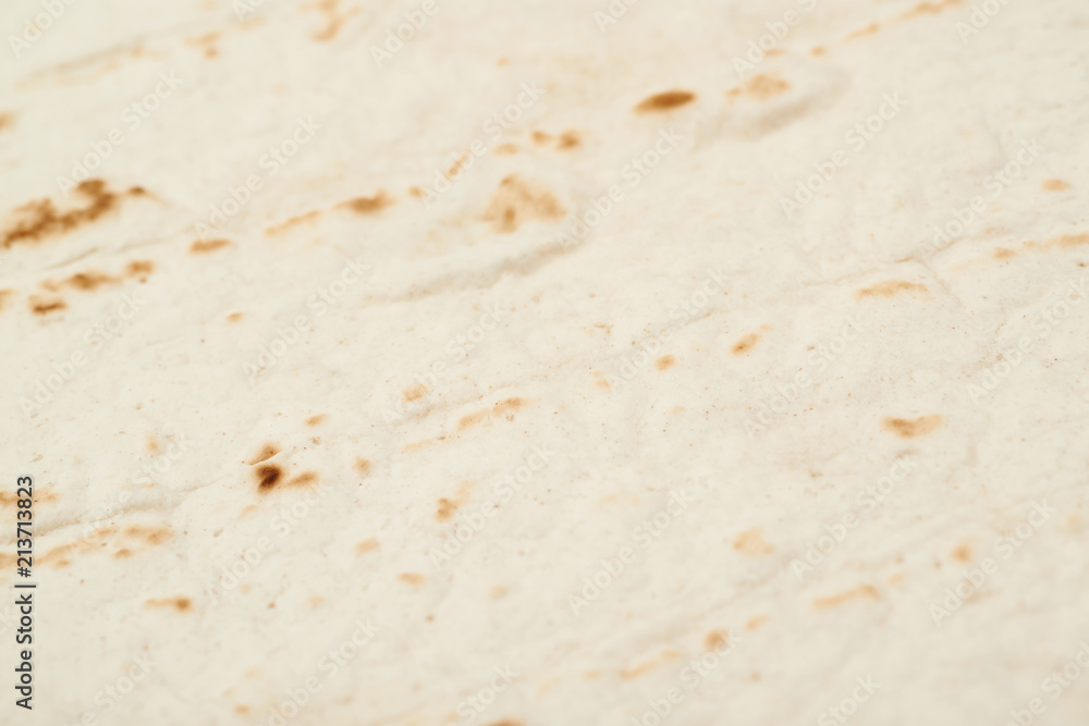 Close-up fragment of a flour tortilla Close-up fragment of a flour tortilla