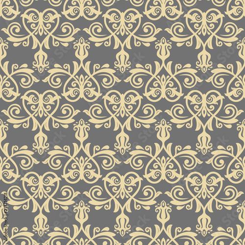 Classic seamless brown and golden pattern. Traditional orient ornament. Classic vintage background