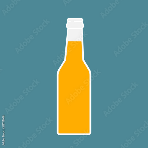 Beer bottle Icon. Mock up glass beer lemonade Clean Bottle. Symbol Template Logo. Isolated vector illustration.