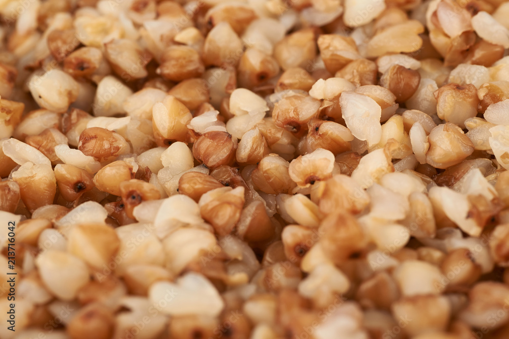 Surface coated with the cooked buckwheat Surface coated with the cooked buckwheat