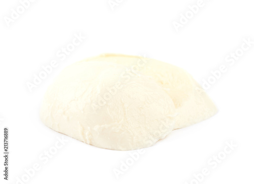 Sliced mozzarella cheese isolated