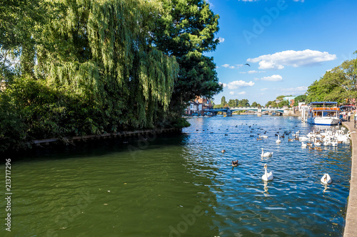 Eton-Windsor bridge over the river Thames in the evening photo