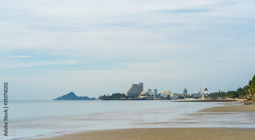 Hua Hin city beach,Thailand in the morning