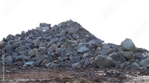 Isolate piles of granite on the ground. © kaentian