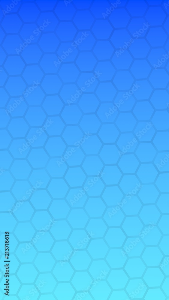 Fototapeta Translucent honeycomb on a gradient blue sky background. Perspective view on polygon look like honeycomb. Isometric geometry. Vertical image orientation. 3D illustration