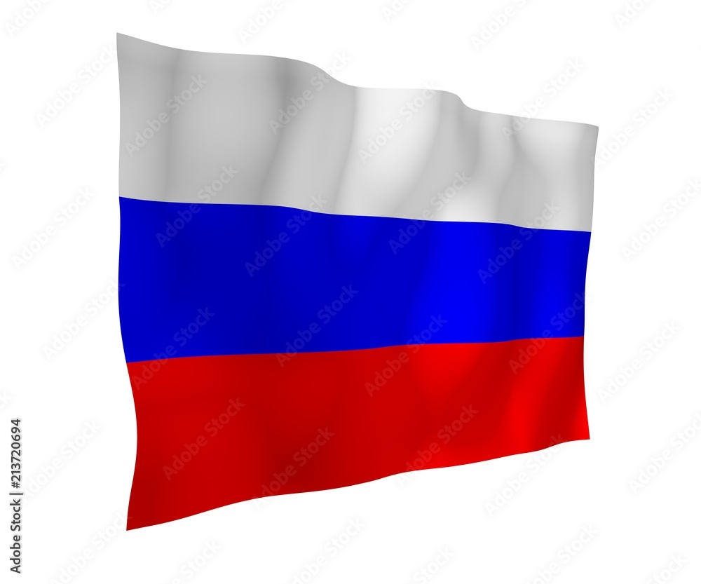 Fototapeta premium Waving flag of the Russian Federation. The National. State symbol of the Russia. 3D illustration