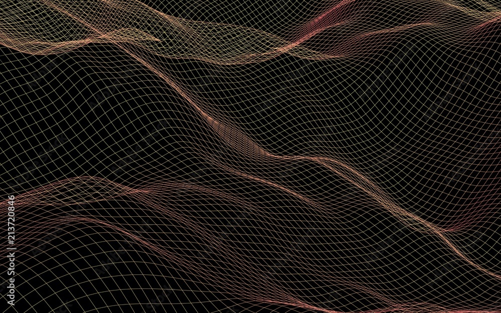 Abstract landscape on a dark background. Cyberspace purple grid. Hi-tech network. 3D illustration Abstract landscape on a dark background. Cyberspace purple grid. Hi-tech network. 3D illustration