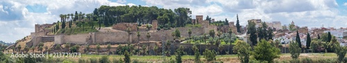 Panoramic view of the Arab Alcazaba of the city of Badajoz with the Guadiana river in front photo