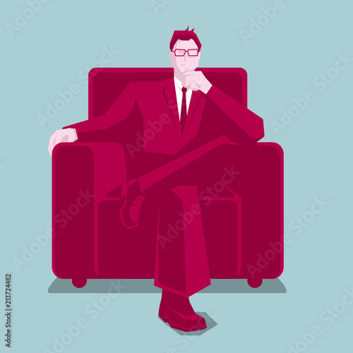 Business leader, a businessman sitting on the couch resting.